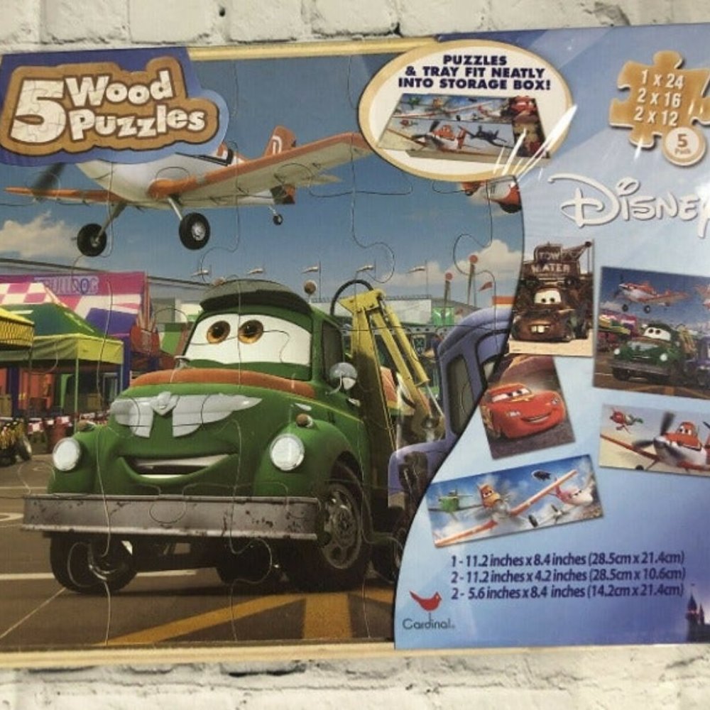 Disney Cars Planes Wood Puzzle Set of 5 Jigsaw